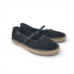 Marc New York Womens 6.5 Espadrilles‎ Mesh Flats Black Polka Dot Slip On New